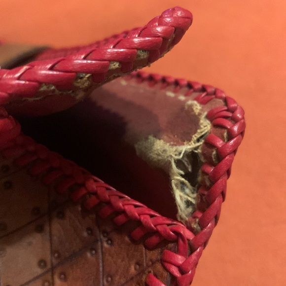 Vintage 1960’s “Butterfly” Hand tooled Leather Handbag 👜 red Stitching - Picture 6 of 12